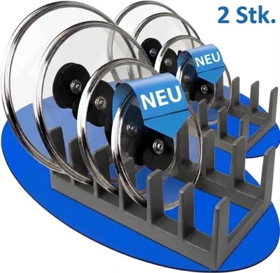 Produktbild von DecoBella 2 Stück Topfdeckelhalter 6 Fächer – platzsparender Küchen Organizer