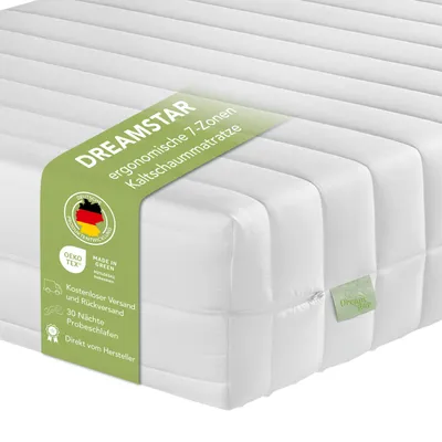 Immagine prodotto di Materasso ergonomico a 7 zone in schiuma fredda | 90 x 200 cm | 21 cm | H2 e H3 | DREAMSTAR Easy Flex