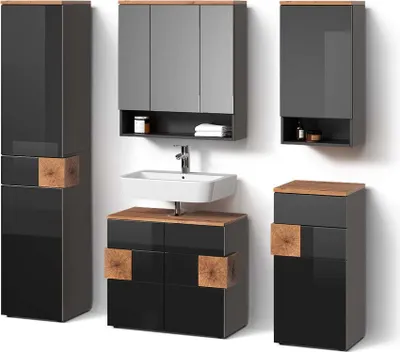 Image de Ensemble de meubles de salle de bain Livinity Tanaro Anthracite 5 pièces, Model 52671