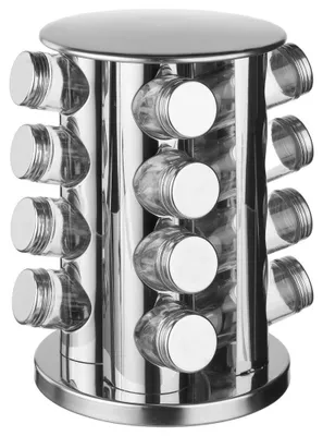 Produktbild von Drehbarer Gewürzständer aus Edelstahl - 16 Gläser