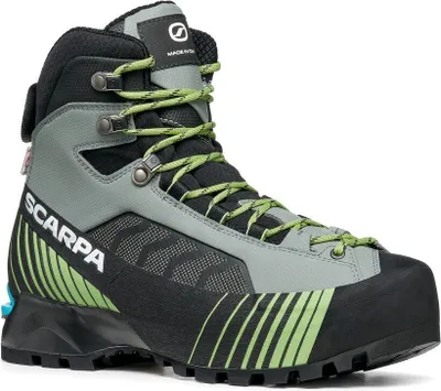 Ribelle Lite HD Wmn Mountain Elite Schuhe von Scarpa; graue und grüne Bergschuhe für Damen mit Schnürung.