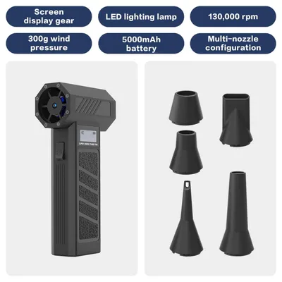 Produktbild von INF Handlicher tragbarer Mini-Luftbläser – bürstenloser Hochdrehmotor, 5200mAh Akku, 4-stufige Reinigung Schwarz