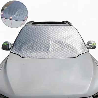 Produktbild von Auto Windschutzscheibenabdeckung 4-lagig, Winter Eisschutz & Sonnenschutz, magnetisch mit 3 Magneten, faltbar, universell für Auto SUV