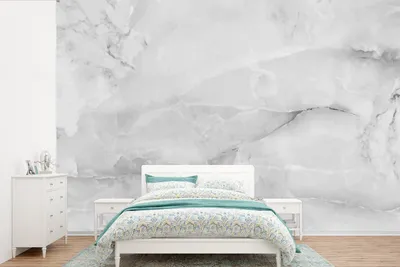 Produktbild von MuchoWow® Fototapete für Wohnzimmer oder Schlafzimmer Wandtapete Vinyl Motivtapete Marmor - Stein - Weiß - Grau - Marmoroptik - 390x260 cm - Papiertapete