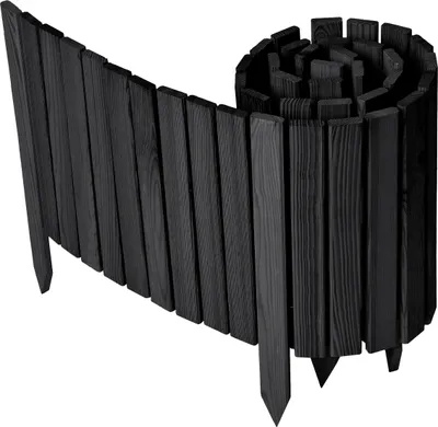 Produktbild von Garronda Beeteinfassung Holz Rollzaun Gartenzaun imprägniert Flexibler Rollborder Rasenkante  Länge: 200 cm (Graphite, Höhe: 40 cm)