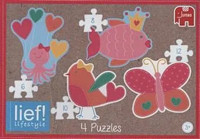 Produktbild von Jumbo 18430 - lief! 4-in-1 Konturenpuzzle - Tiere, 6/8/10/12 Teile
