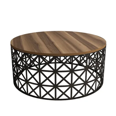 Produktbild von Skye Decor, Selin Metal Ferforje - Walnut, Couchtisch, Nussbaum, 100 % MELAMINBESCHICHTETE SPANPLATTEN, 90 x 38 x 90 cm