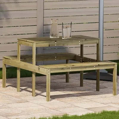 Produktbild von Picknicktisch 110x134x75 cm Imprägniertes Kiefernholz, Bierzeltgarnitur, Biertischgarnitur, Beer Pong Tisch, Bierbankgarnitur, Gartenmöbel Set, Biertisch - 832561