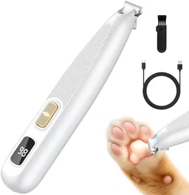 Produktbild von Leise Pfotentrimmer für Hunde, Profi Hundeschermaschine mit LED-Licht, Wasserdichte Pfoten Rasierer, USB Wiederaufladbar Hundepfoten Trimmer, Schermaschine Hund für Hunde Katzen Pfoten Ohren
