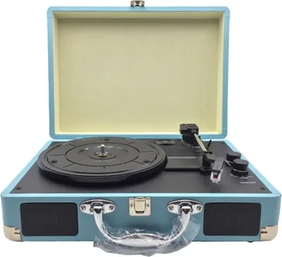 Obrázek produktu pro Vinylový gramofon, 3rychlostní gramofon s vestavěnými reproduktory, podpora funkce BT, 3 velikosti 7"/10"/12" vinylových desek, přenosný gramofon s řemenovým pohonem, vintage gramofon pro zábavu a domácí dekoraci