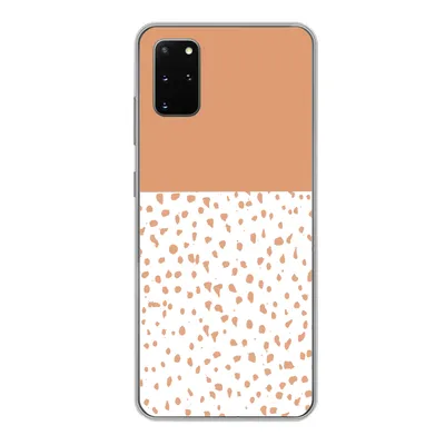 Produktbild von MuchoWow® Handyhülle Schutzhülle Hülle für Samsung Galaxy S20 Plus Tupfen - Orange - Weiß Silikon Softcase Handy Hülle - Hartschale