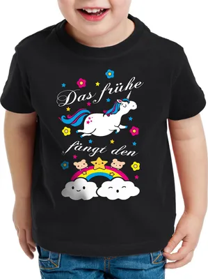 Produktbild von style3 Das frühe Einhorn fängt den Regenbogen Kinder T-Shirt
