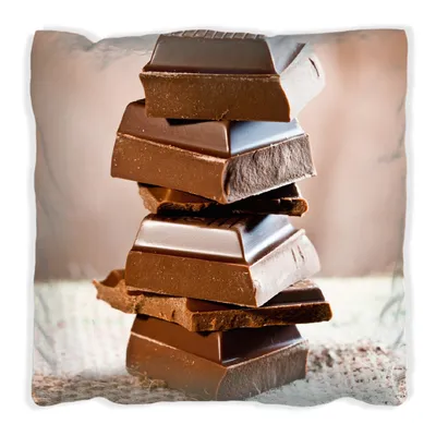 Produktbild von Wallario Premium Kissen, weiche Oberfläche, mit Motiv Schokoladenstückchen, Größe: 30 x 30 cm, mit weißer Rückseite