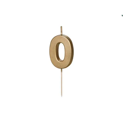 Obrázok produktu pre Tortová sviečka číslo 0, zlatá 4,5cm Party Deco
