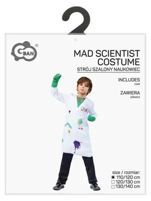 Obrázok produktu pre Detský kostým "Šialený vedec" – veľkosť 110/120 cm – značka Godan
