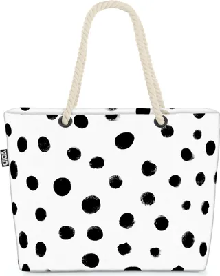 Produktbild von VOID Black Dots Strandtasche Shopper 58x38x16cm 23L XXL Einkaufstasche Tasche Reisetasche Beach Bag