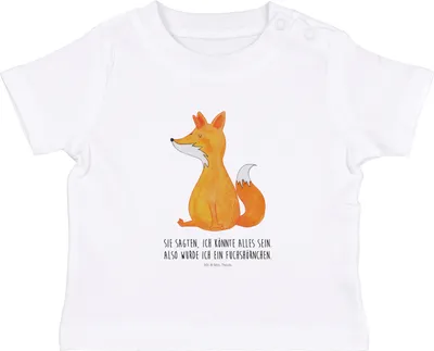 Produktbild von Mr. & Mrs. Panda  T-Shirt Einhorn Fuchs 0. - 6. Monat - Weiß - Geschenk, Unicorn, Unicorns, Kinder Oberteil, Füchse, Babyshirt, Organic Baby Shirt, Fuchshörnchen