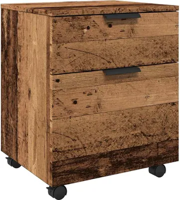 Obrázek produktu pro Mobilní kartotéka na kolečkách old wood 45x38x54 cm kompozit