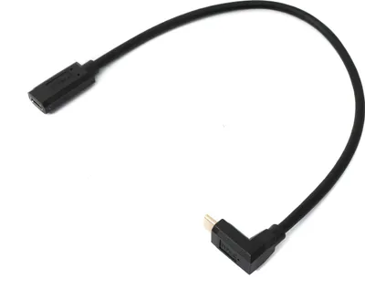 Produktbild von SYSTEM-S USB 3.1 Gen 2 Kabel 30 cm Typ C Stecker zu Buchse Winkel in Schwarz