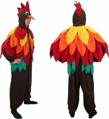 Vogel Kostüm Bunter Hahn Bobby für Herren Gr. M-XL Overall Tier Papagei Tierkostüm Fasching Karneval Mottoparty