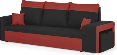 Produktbild von 3-Sitzer-Sofa mit Schlaffunktion DAKOTA2 - Schwarz/Rot