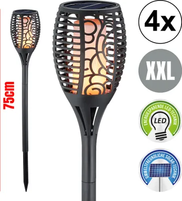 Produktbild von 4er Set XXL LED Solar Fackel 75cm - Garten - Leuchte