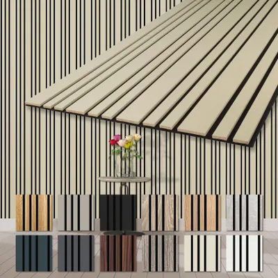 Produktbild von HEXIM Akustikpaneele 278x60cm Holz Mila - flexible Holzpaneele Platten Wandpaneele Wanddeko Kombipaneel Wandverkleidung Schalldämmung Akustikfilz beige (1.67m² Palomino)