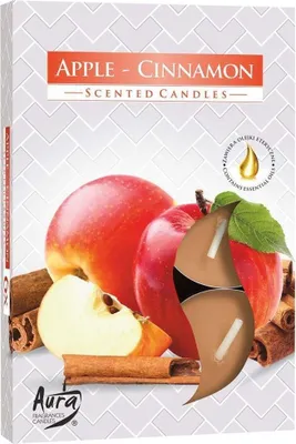 Obrázek produktu pro Svíčka čajová vonná 6 ks - jablko+skořice - 10 balení