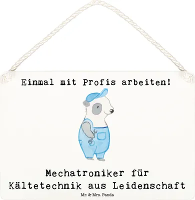 Produktbild von Mr. & Mrs. Panda Wandschild Mechatroniker für Kältetechnik Leidenschaft DIN A6 - Weiß - Geschenk, Lustig, Spruch, Gesellenprüfung, Wandbild Holz, Türschild, wandtafel