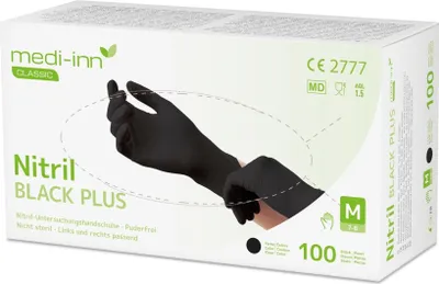 Produktbild von "Medi-Inn Classic" Handschuhe, Nitril puderfrei "Black Plus" schwarz Größe: L