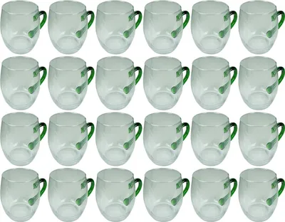 Produktbild von Novaliv 24 xWeinseidel mit grünem Henkel 250 ml Weinglas geeicht Glas Weißweinglas Glühweingläser Glühweintasse Punchgläser Teegläser mit Henkel Schorleglas