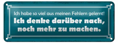 Produktbild von Blechschild Spruch 27x10cm ich so viel aus Fehlern gelernt Dekoration