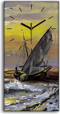 Produktbild von Wandbild Leinwand Bilder Wanduhr Geräuschlos Kunstdruck 30x60 Segel boot - schwarze Hände