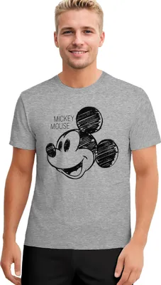 Produktbild von Disney Mickey Mouse Schlafanzug für Herren - Pyjama Set Männer Kurzarm Oberteil mit Shorts Hose Grau/Schwarz M