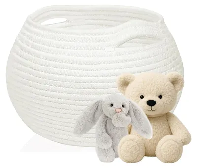 Obrázok produktu pre Omgoods – Okrúhla úložná košíková z bavlny – Pletený organizér, 25 x 21 cm