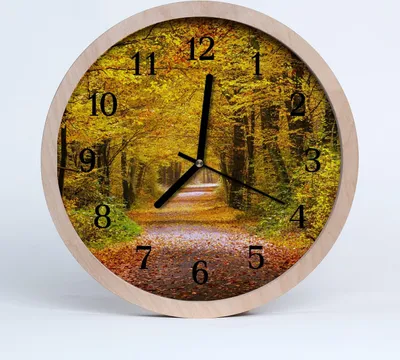 Produktbild von Holzuhr 30fi cm wanduhr - Herbstwaldpfad
