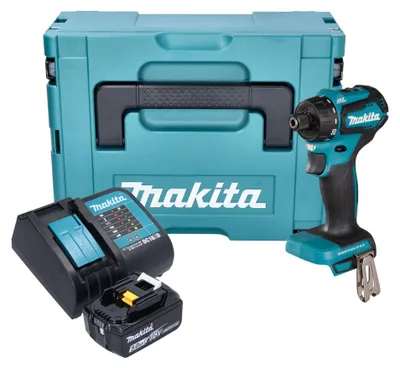 Immagine prodotto di Trapano avvitatore a batteria Makita DDF 083 ST1J 18 V 40 Nm 1/4'' brushless + 1x batteria ricaricabile 5,0 Ah + caricatore + Makpac