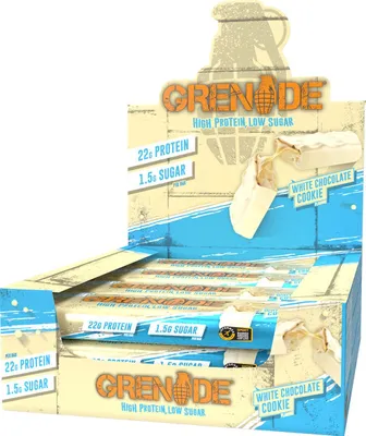 Produktbild von Grenade Protein Bar - 12 x 60 g White Chocolate Cookie