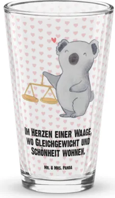 Produktbild von Mr. & Mrs. Panda Glas Waage Astrologie - Transparent - Geschenk, Sternzeichen, Geburtstagsgeschenk, Tumbler, Cocktailglas, Tierkreiszeichen, Wasserglas, Bierglas
