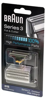 Produktbild von Braun Series 3 31S, Scherkopf, 1 Kopf/Köpfe, Schwarz, Kunststoff, Metall, Braun, geschikt voor de scheerapparaten 390cc, 370, 5895, 5875