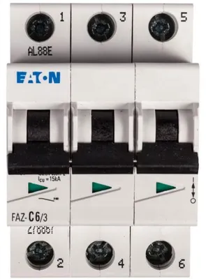 Zdjęcie produktu dla Eaton FAZ-C6/3, Miniaturowy wyłącznik, Typu C, IP20