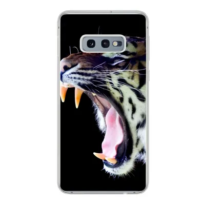 Produktbild von MuchoWow® Handyhülle Schutzhülle Hülle für Samsung Galaxy S10e Brüllender Tiger auf schwarzem Hintergrund Silikon Softcase Handy Hülle