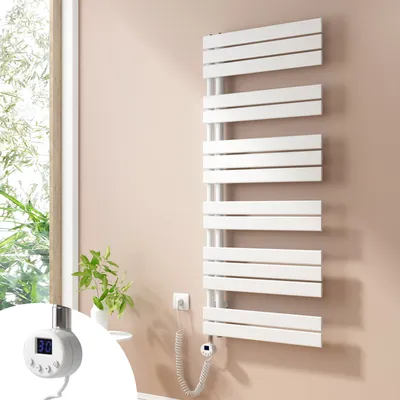 Zdjęcie produktu dla Heilmetz grzejnik łazienkowy 140x60cm Biały Grzejnik elektryczny z grzałką 900W, grzejnik ręcznikowy Ścienny grzejnik łazienkowy Suszarka do ręczników