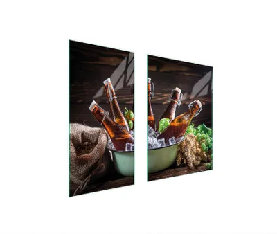 Image de Plaques de recouvrement pour cuisinière 2 pièces 75x52 Couverture de plaque vitrocéramique Verre Planche à découper Bière Bois
