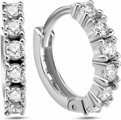 Produktbild von Dkeniz Creolen 925/- Sterling Silber 1,3cm Silber Zirkonia weiß 145230005