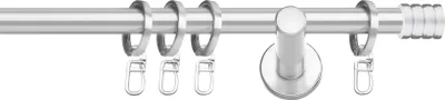 Produktbild von SN Deco Gardinenstange Lille, 19 mm, 1-läufig, Stahl, Komplett-Set mit Ringen, Auflageträger, 240 cm, chrom-matt