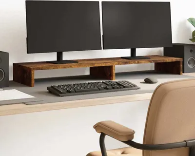 Produktbild von "im Sonderangebot"Bildschirmständer/Monitorständer - Modernes Notebookständer - Räuchereiche 100x27x10cm Holzwerkstoff NEU589386 - Computertische