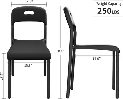 Obrázek produktu pro Sada čtyř jídelních židlí - Skládací kuchyňské židle - Ergonomicky polstrované - Kovová konstrukce - Moderní design - Černá barva