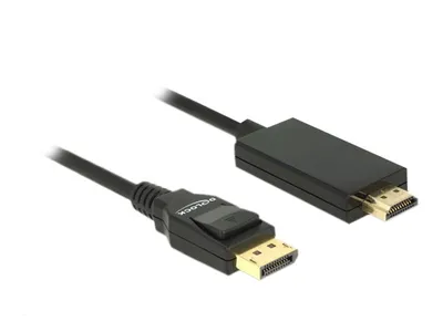 Image de DELOCK Câble Displayport DP -> HDMI mâle/mâle 4K 2.00m noir