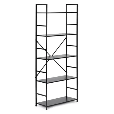 Obrázek produktu pro ModernHome CWJ6024144LG Dřevěný regál s kovovým rámem a 3 policemi, černý